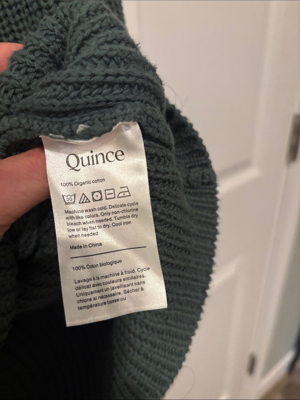 Quince 100% Cotton Fisherman Sweater in Big Sur Green - Picture 3 of 4